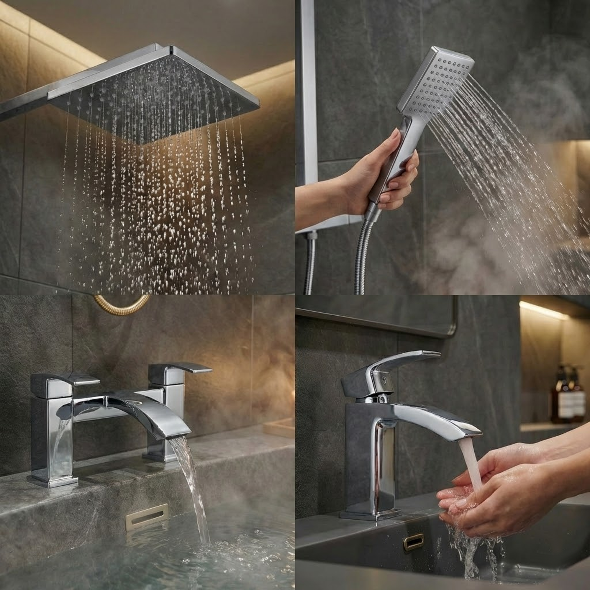 ARKO Vista Basin Mixer Tap, Bath Filler & Thermostatic Mixer Shower Set with Bath Waste – Chrome