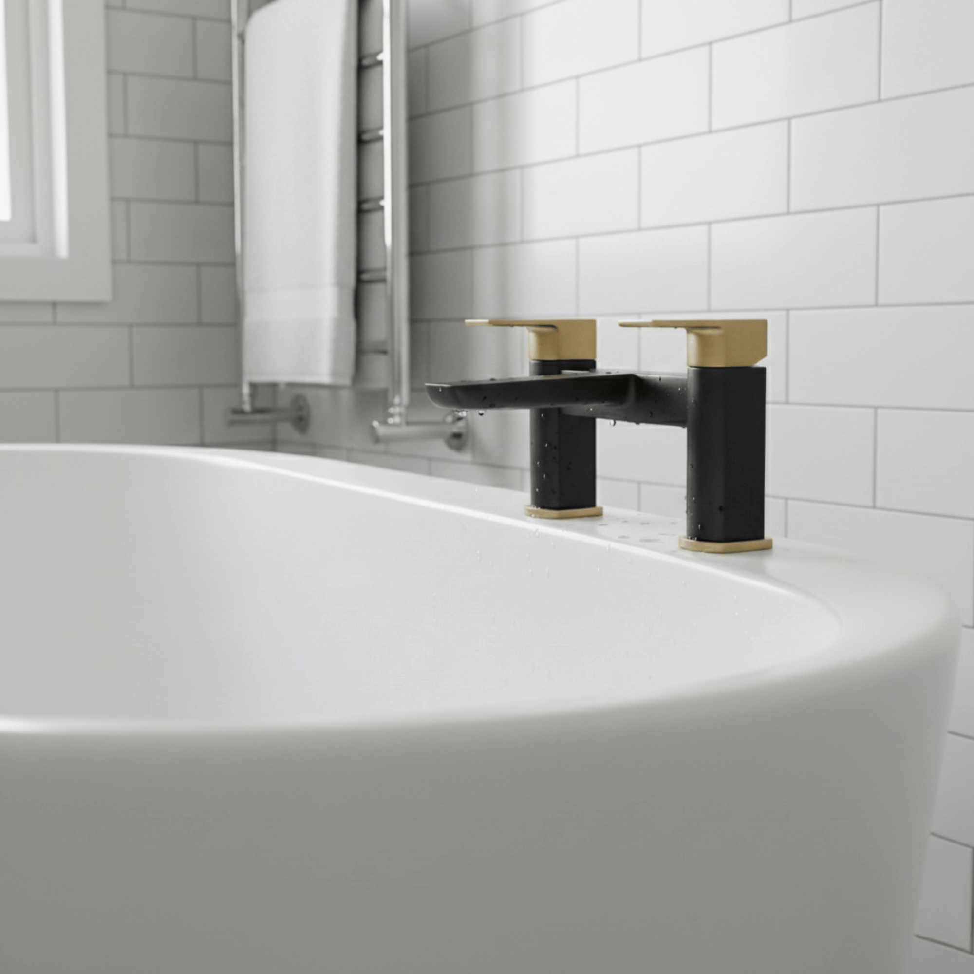 ARKO bath mixer tap, Thermostatic Bath Mixer Tap - BLACK & BRASS