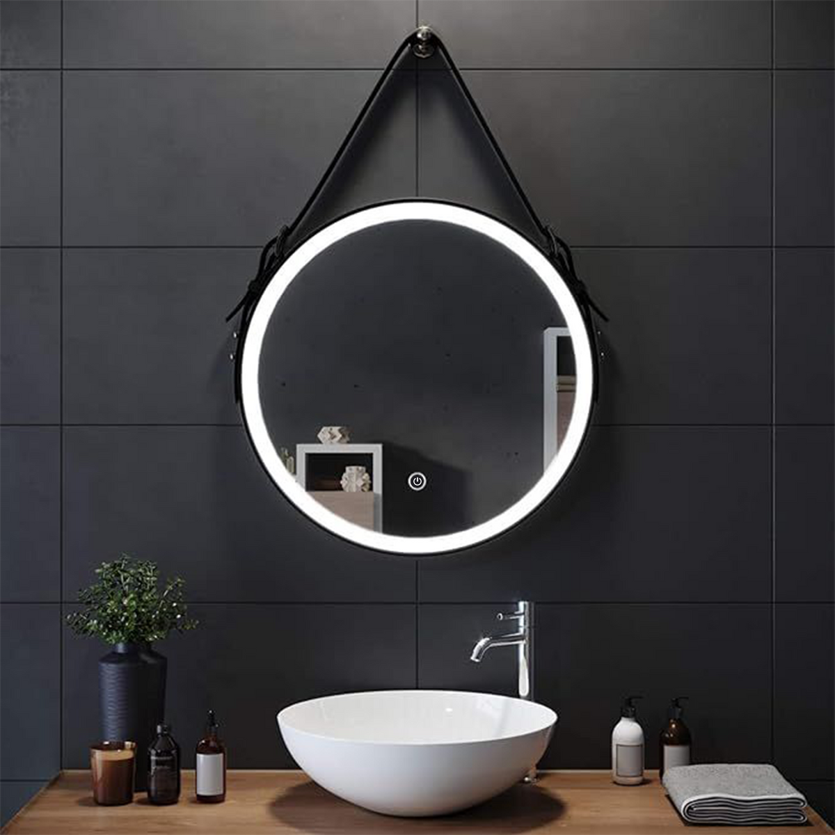 Arko 600x600mm Round LED Bathroom Mirror – Wall Mounted Illuminated Va ...