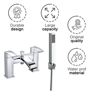 Vista Modern Bath Shower Mixer Tap with Shower Kit – Chrome