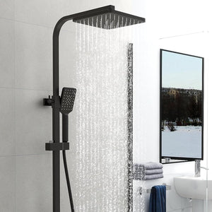 ARKO Bathroom Square Thermostatic Mixer Shower with Riser Rail, Shower Waste & Twin head - Back