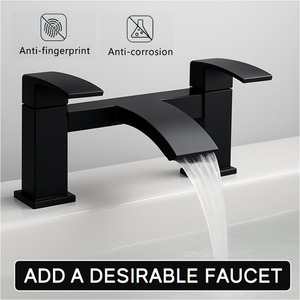 Arko Vista Bath and Basin Mixer Tap with Bath Waste Set - Black