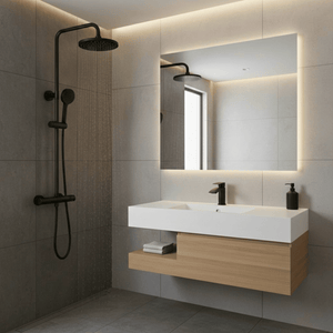 Arko Bathroom Capri Mixer Shower & Basin Mixer Tap Sets with Bath Shower Waste – Black