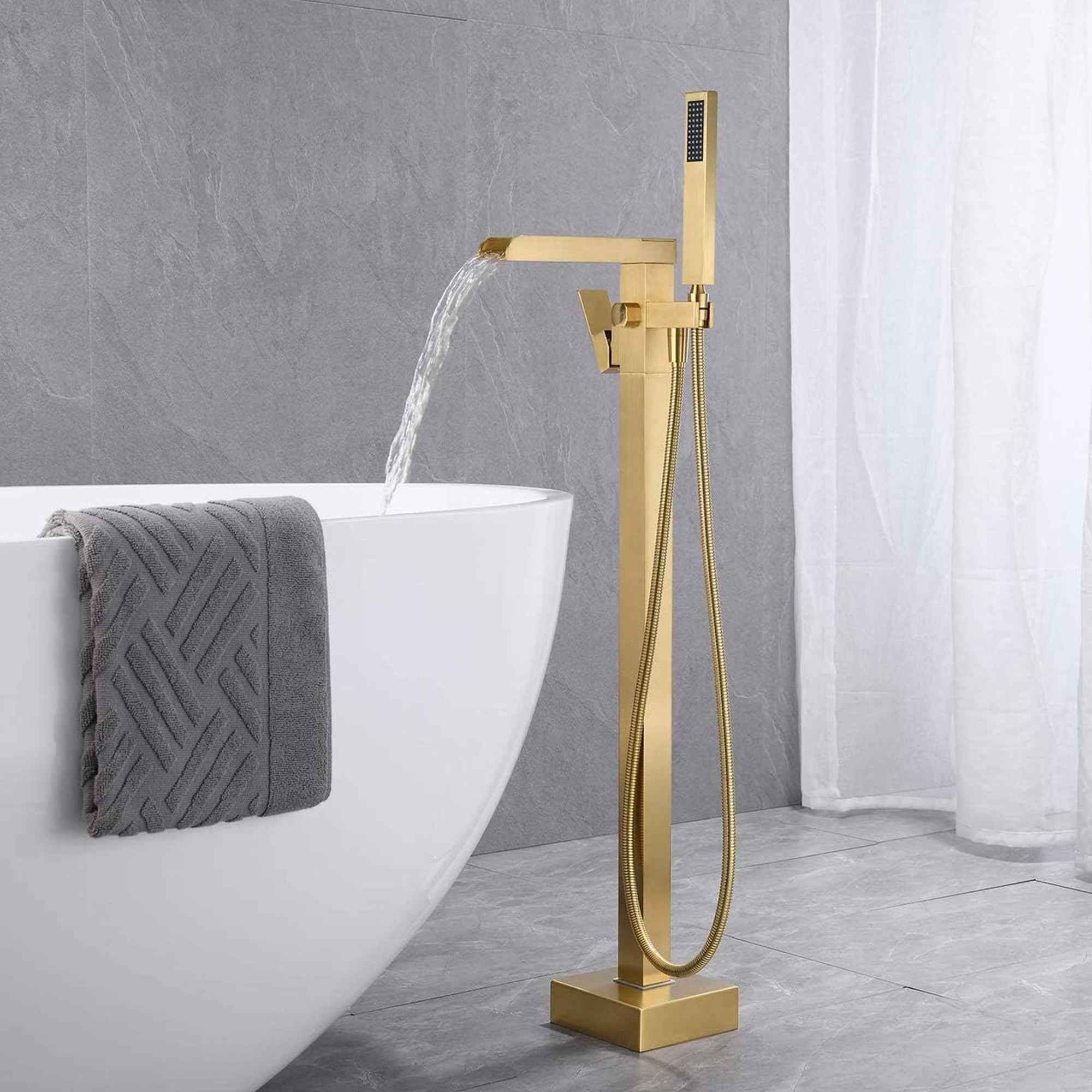 Floor Mounted Freestanding Bath Shower Mixer – Brass