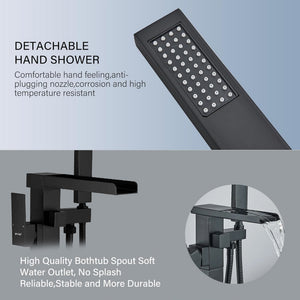 Floor Mounted Freestanding Bath Shower Mixer – Matte Black