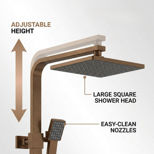 Arko Modern Square Thermostatic Shower – Bronze