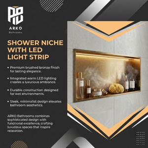 ARKO Shower Niche with LED Light Wall Insert, Bathroom Shower Storage Shelf, Bronze