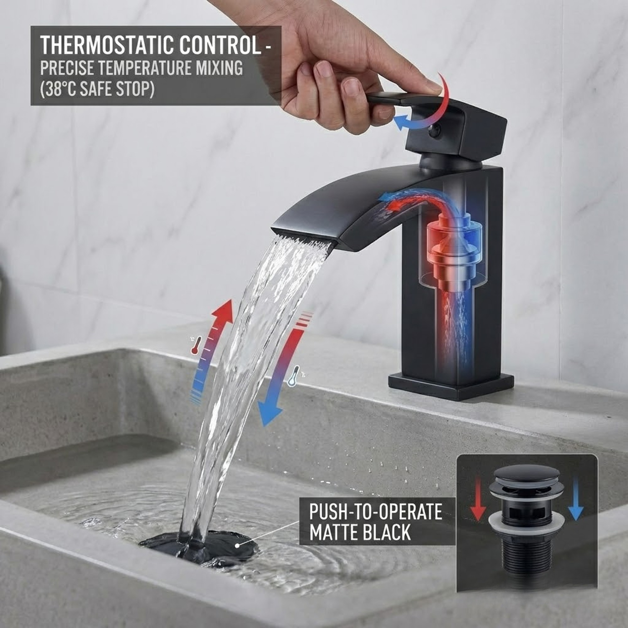 Arko Bathroom Vista Mixer Shower & Basin Mixer Tap Sets with Bath Shower Waste – Black