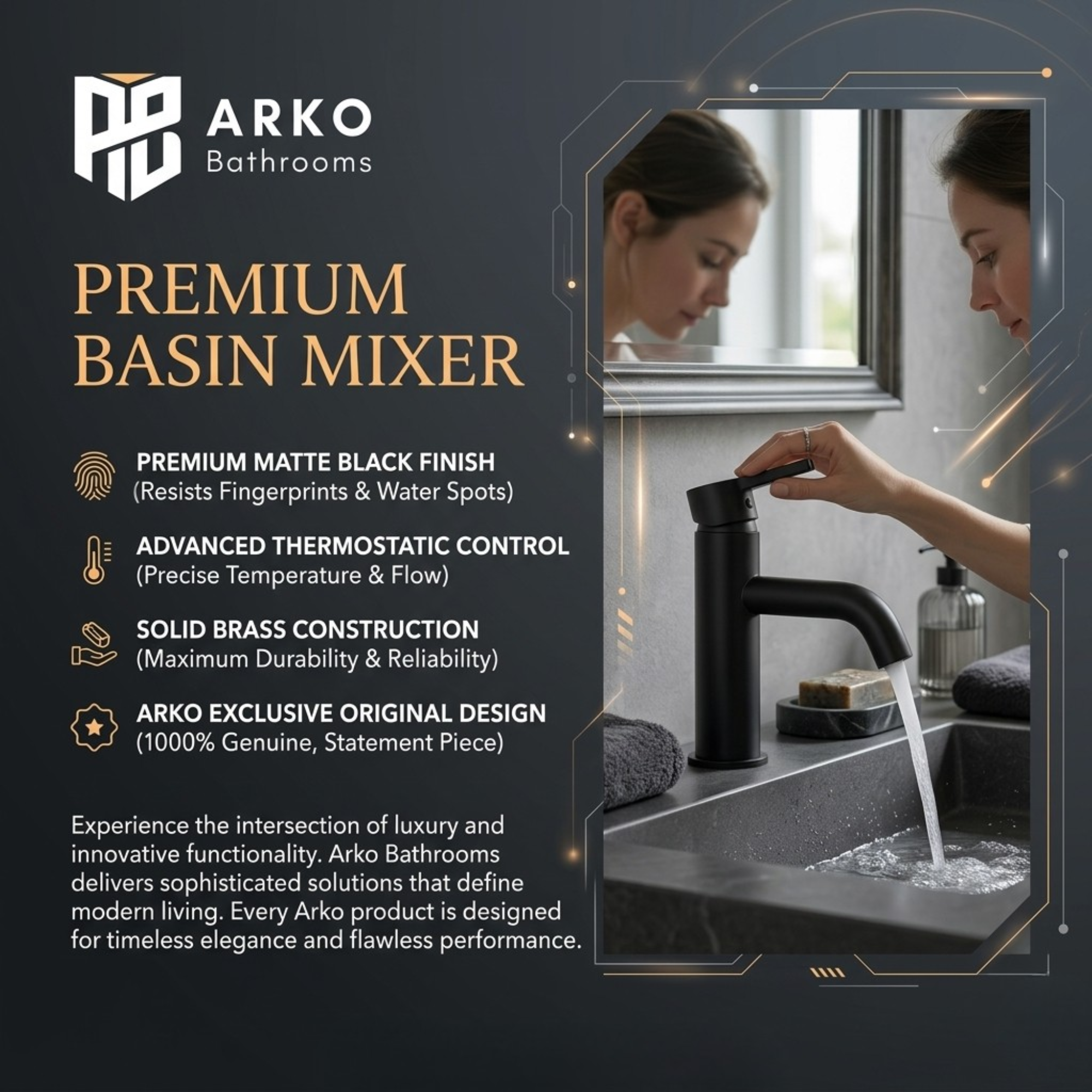 Arlo Round Basin Mixer Tap Black