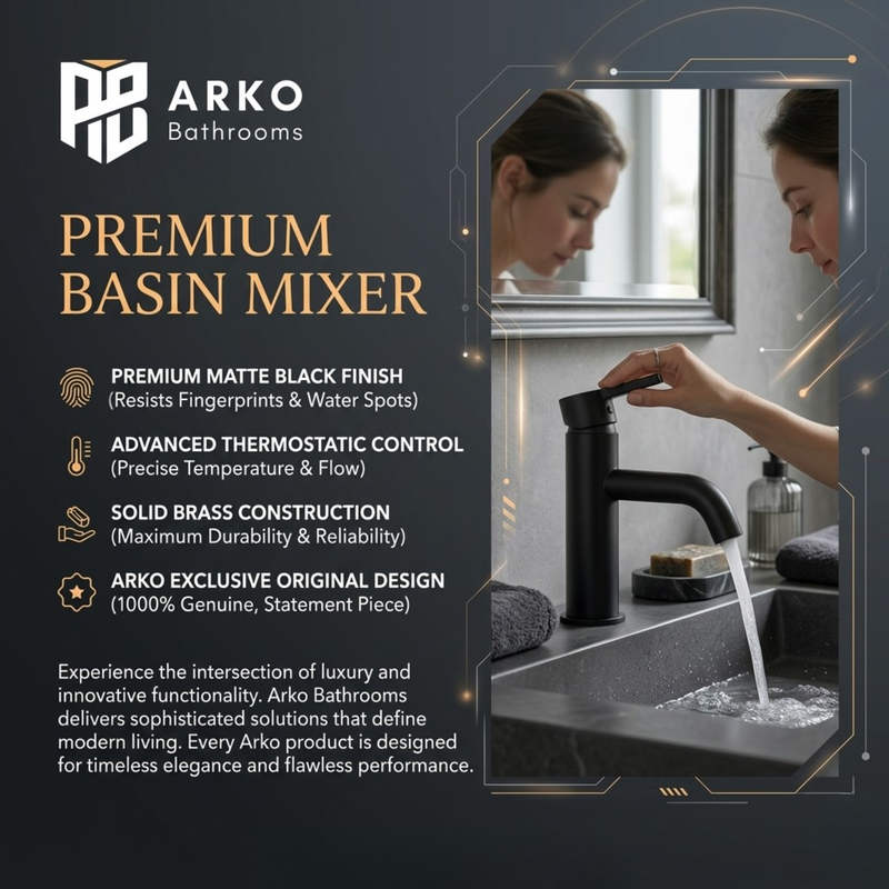 Arlo Round Basin Mixer Tap Black