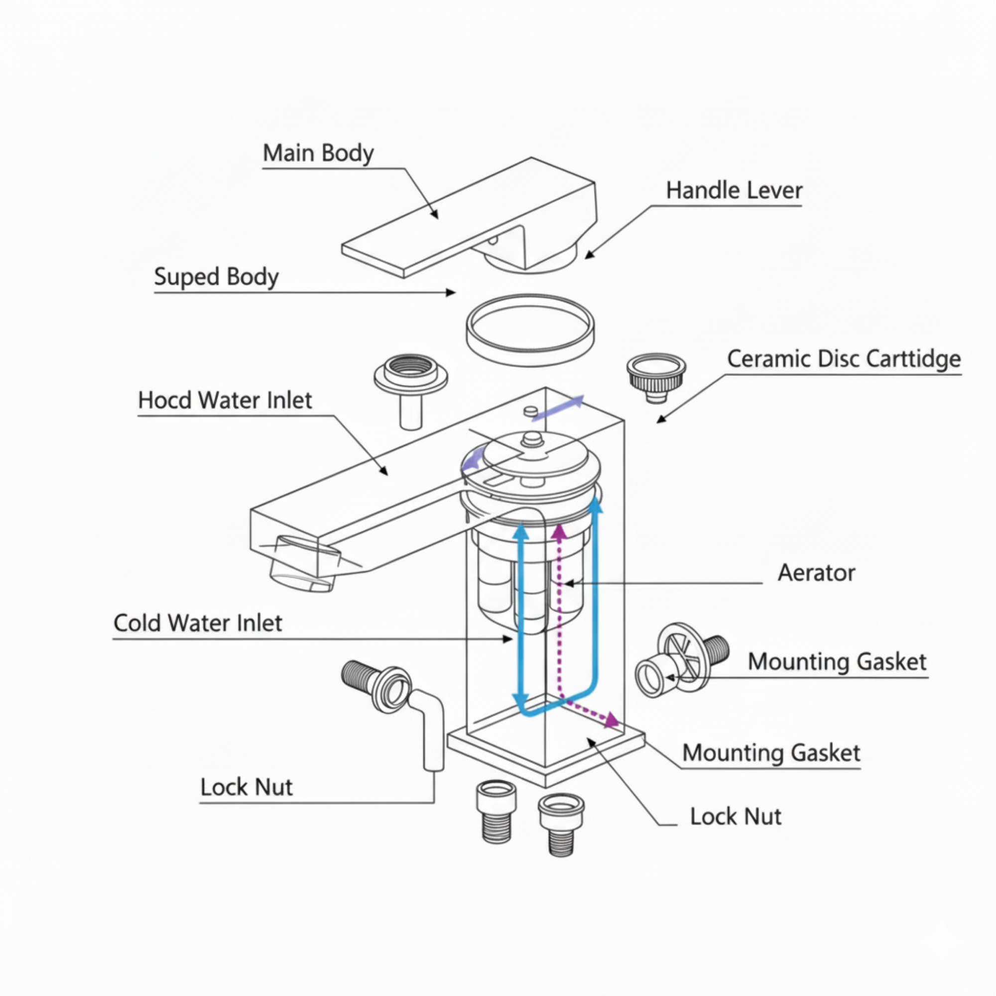Arko Verda Bath and Basin Mixer Tap with Bath Waste Set - Chrome