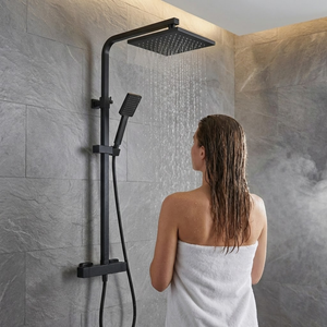 Arko Modern Square Thermostatic Shower – Matt Black
