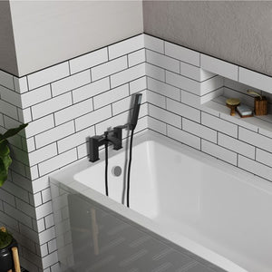 Vista Modern Black Bath Shower Mixer with Shower Kit – Matte Black