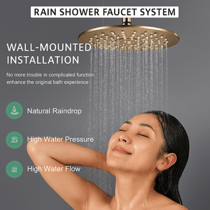 ARKO Round Concealed Thermostatic Shower Mixer 2 Dial Twin Head with Valve, Handset & Shower Waste – Brass