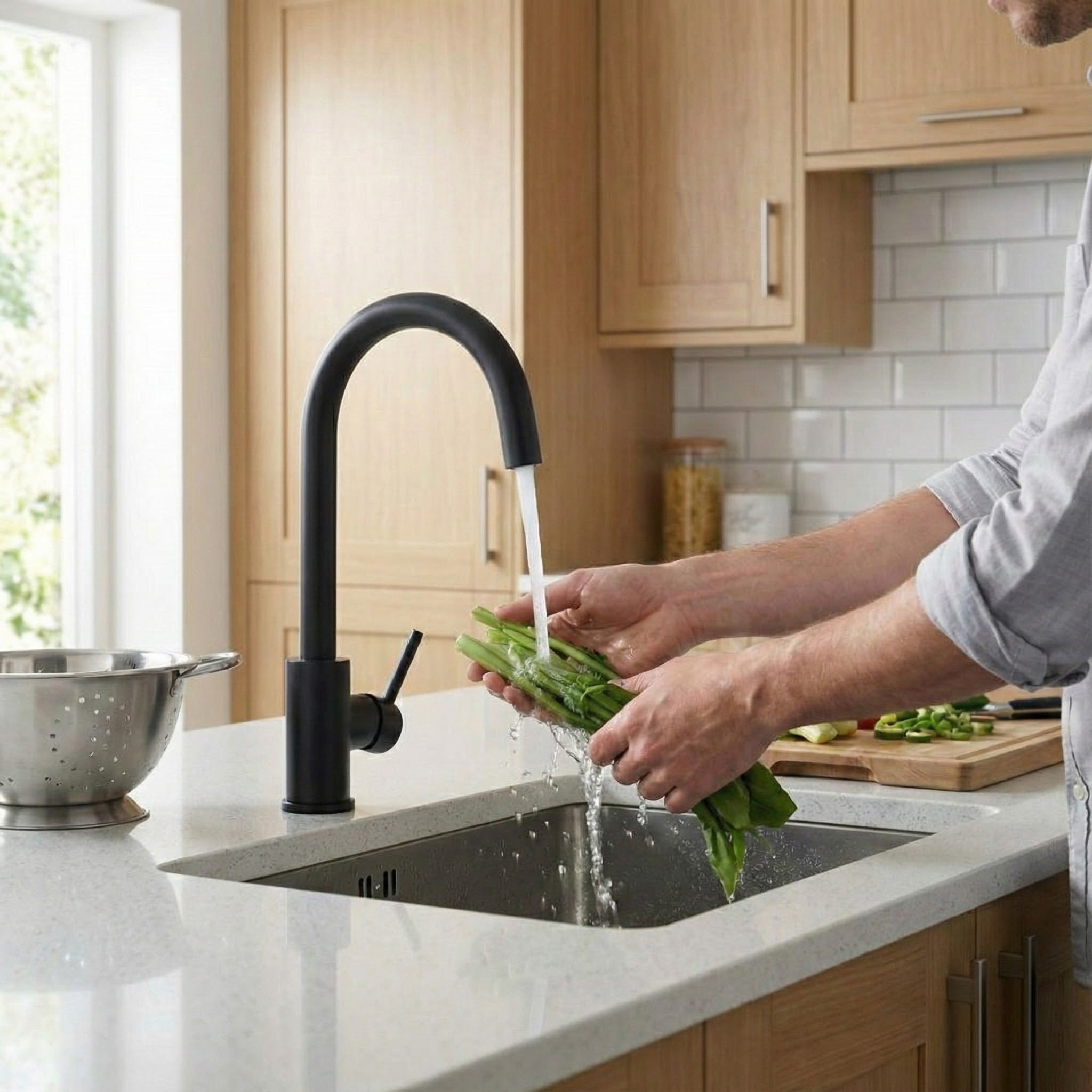 Arko Manhattan Single Lever Kitchen Sink Mixer Tap Swivel Spout - Black