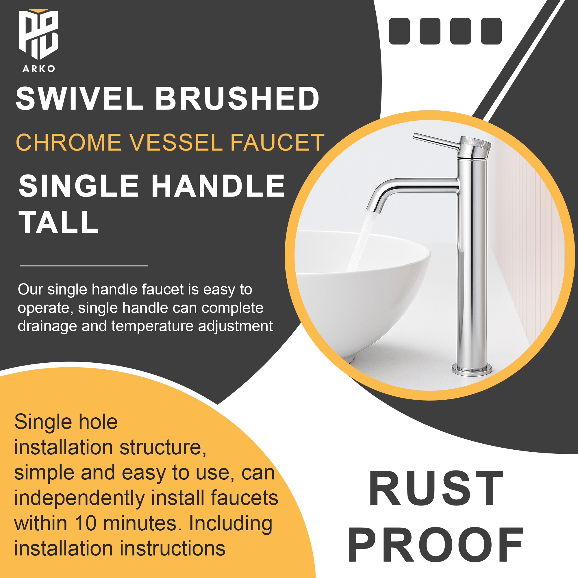 Round Tall Basin Mixer Tap Chrome Finish – Solid Brass