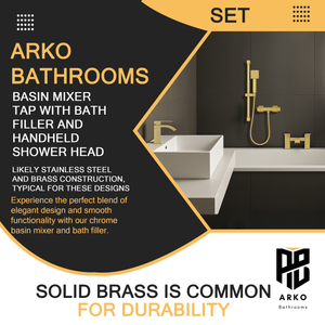ARKO Vista Bath Filler & Hand Shower Set – Brass