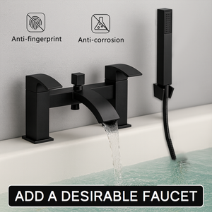 Arko Vista Basin Mixer Tap & Bath Shower Set with Bath Waste – Black