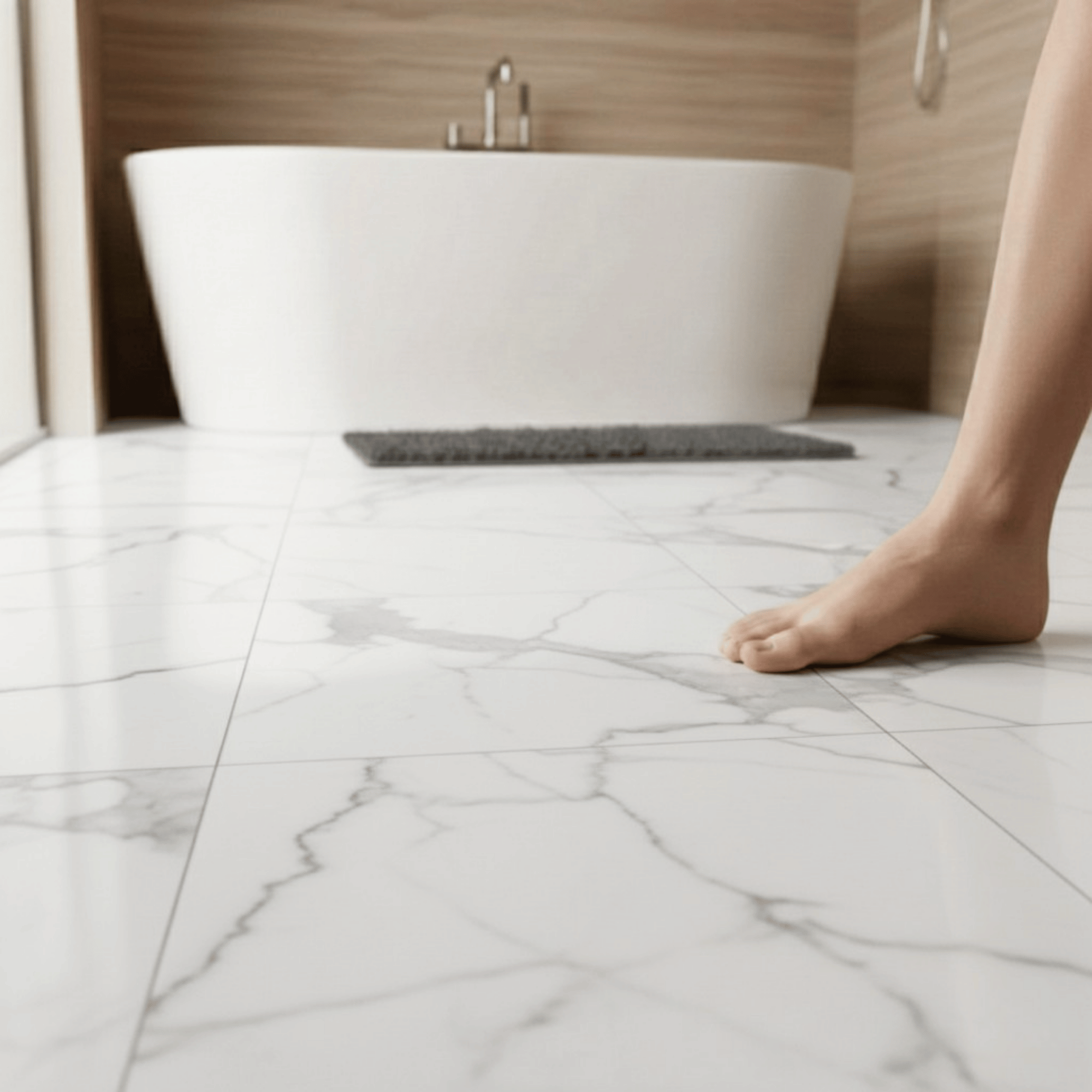 ARKO SPC Vinyl Click Flooring – Carrara Matt White Marble, 1.86m² Pack, 5.35mm Thick, 0.55mm Wear Layer