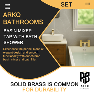 ARKO Vista Bath Shower & Basin Mixer Tap Set – Brass