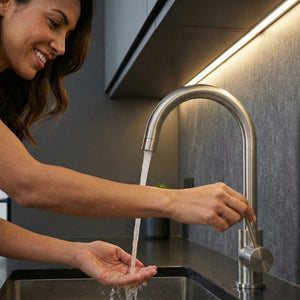 Arko Manhattan Single Lever Kitchen Sink Mixer Tap Swivel Spout - Brushed Stainless Steel