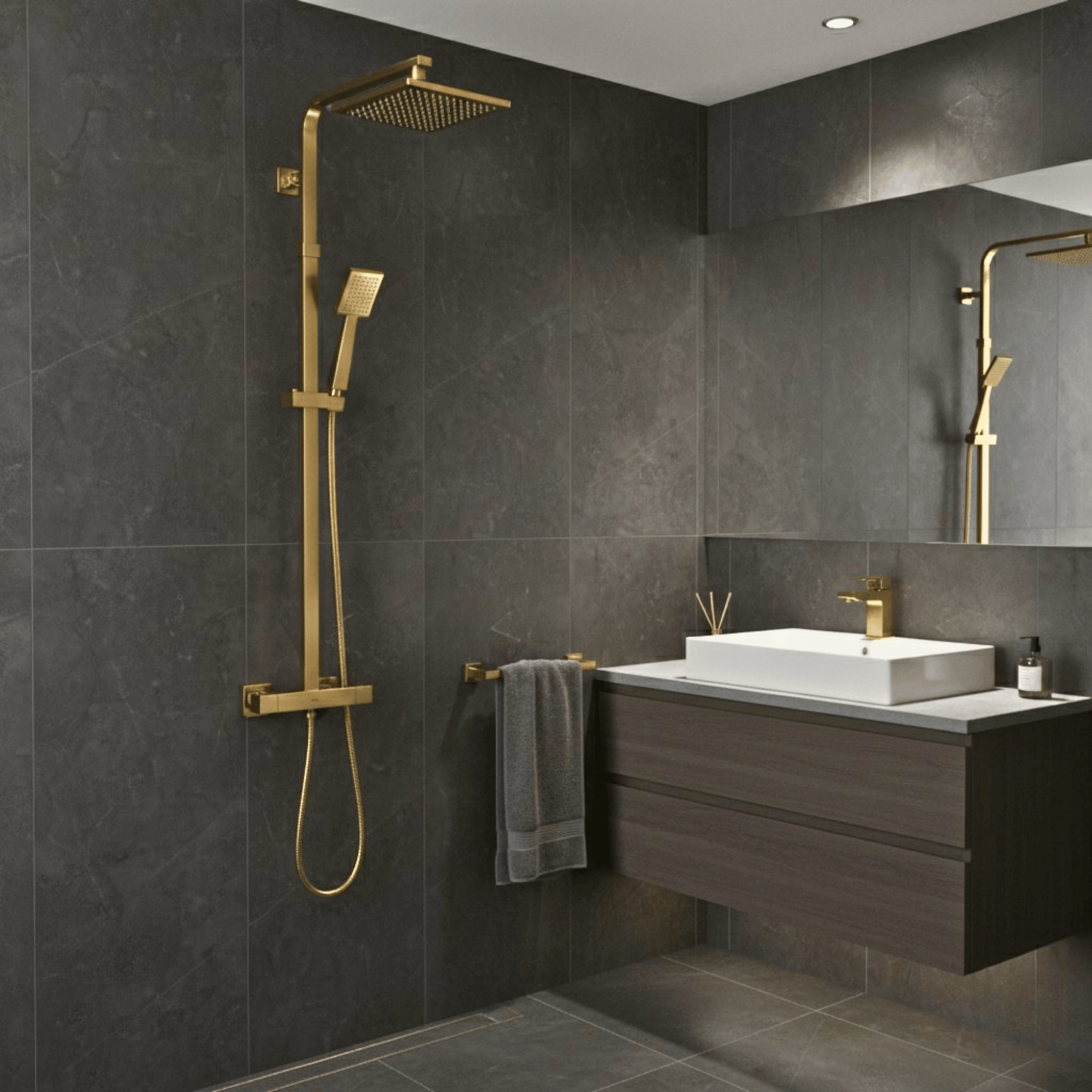 Arko Bathroom Verda Mixer Shower & Basin Mixer Tap Sets with Bath Shower Waste – Brass
