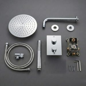 Chrome Round Concealed Thermostatic Shower Pack with Head + Handset