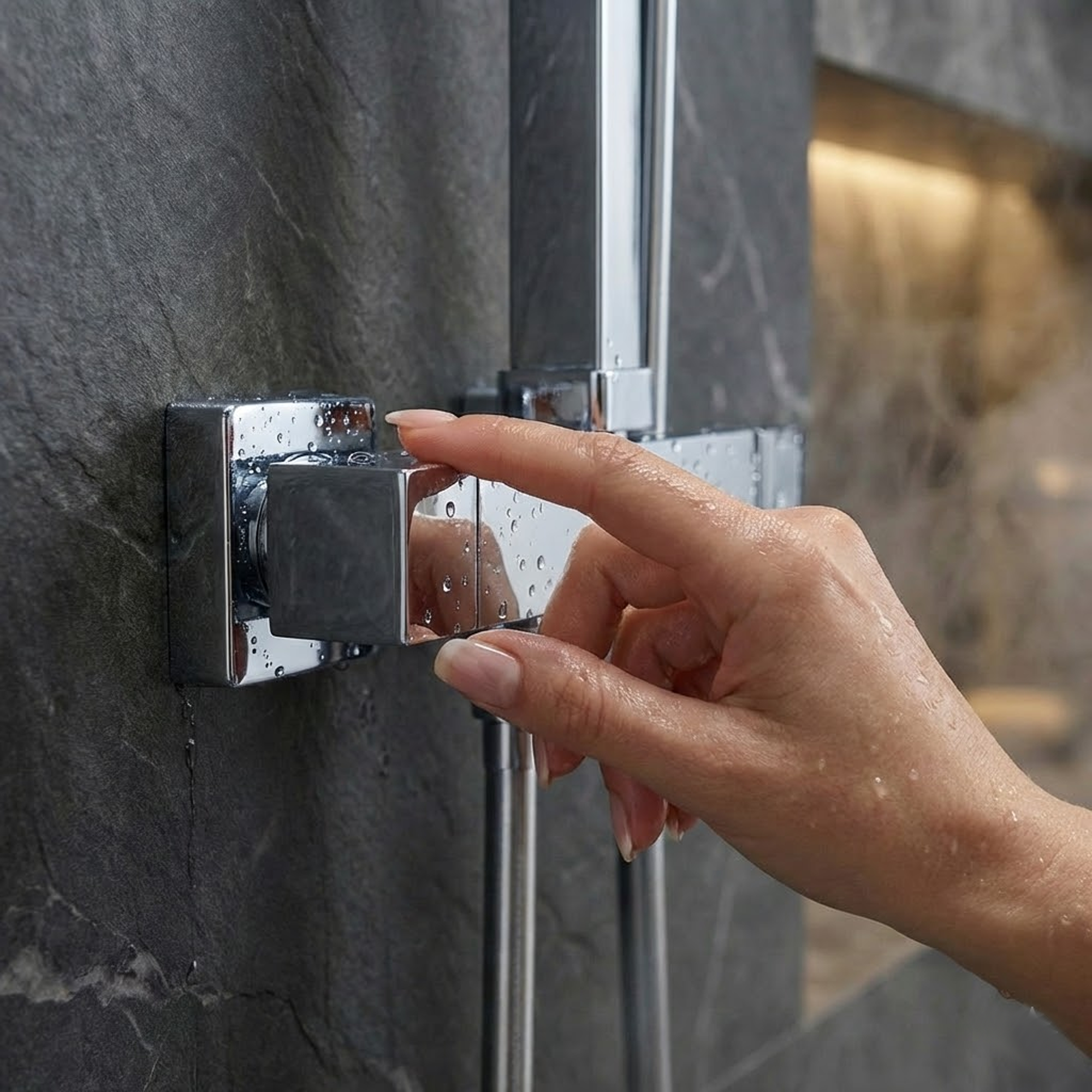 Arko Modern Square Thermostatic Shower – Chrome