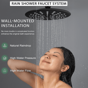 ARKO Round Concealed Thermostatic Shower Mixer 2 Dial Twin Head with Valve, Handset & Shower Waste – Black