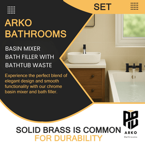 Arko Capri Basin Mixer Tap & Bath Shower Set with Bath Waste – Black