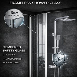ARKO Square Rainfall Shower System with Handheld Spray & Curved Glass Sliding Shower Enclosure with Tray  - Chrome