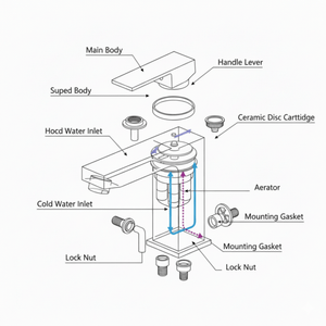 Arko Verda Bath and Basin Mixer Tap with Bath Waste Set - Brass
