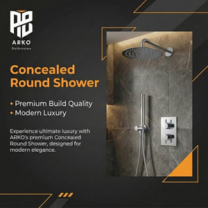 Chrome Round Concealed Thermostatic Shower Pack with Head + Handset