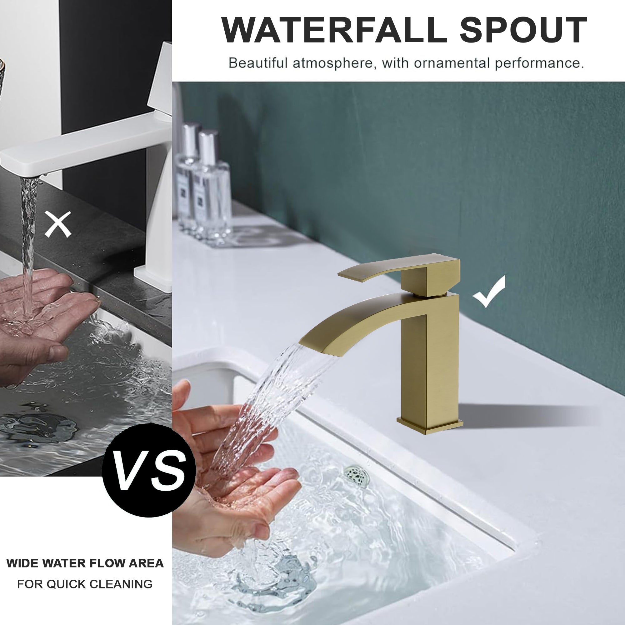 Vista Brass Square Basin Mixer Tap Brass