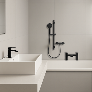 ARKO Capri Basin Mixer Tap, Bath Filler & Handheld Shower Set with Bath Waste – Black