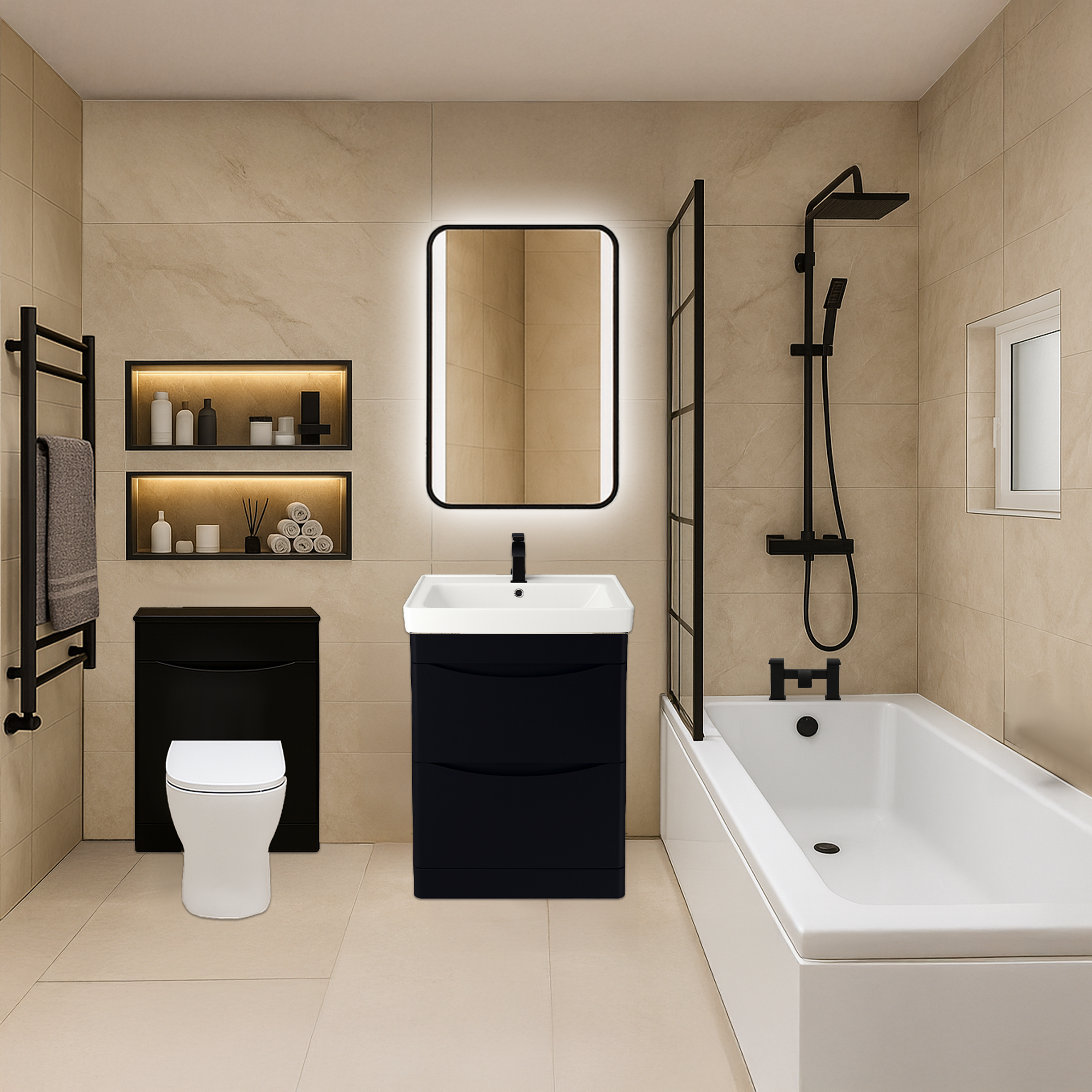 Arko Vista Complete Bathroom Suite -  Black