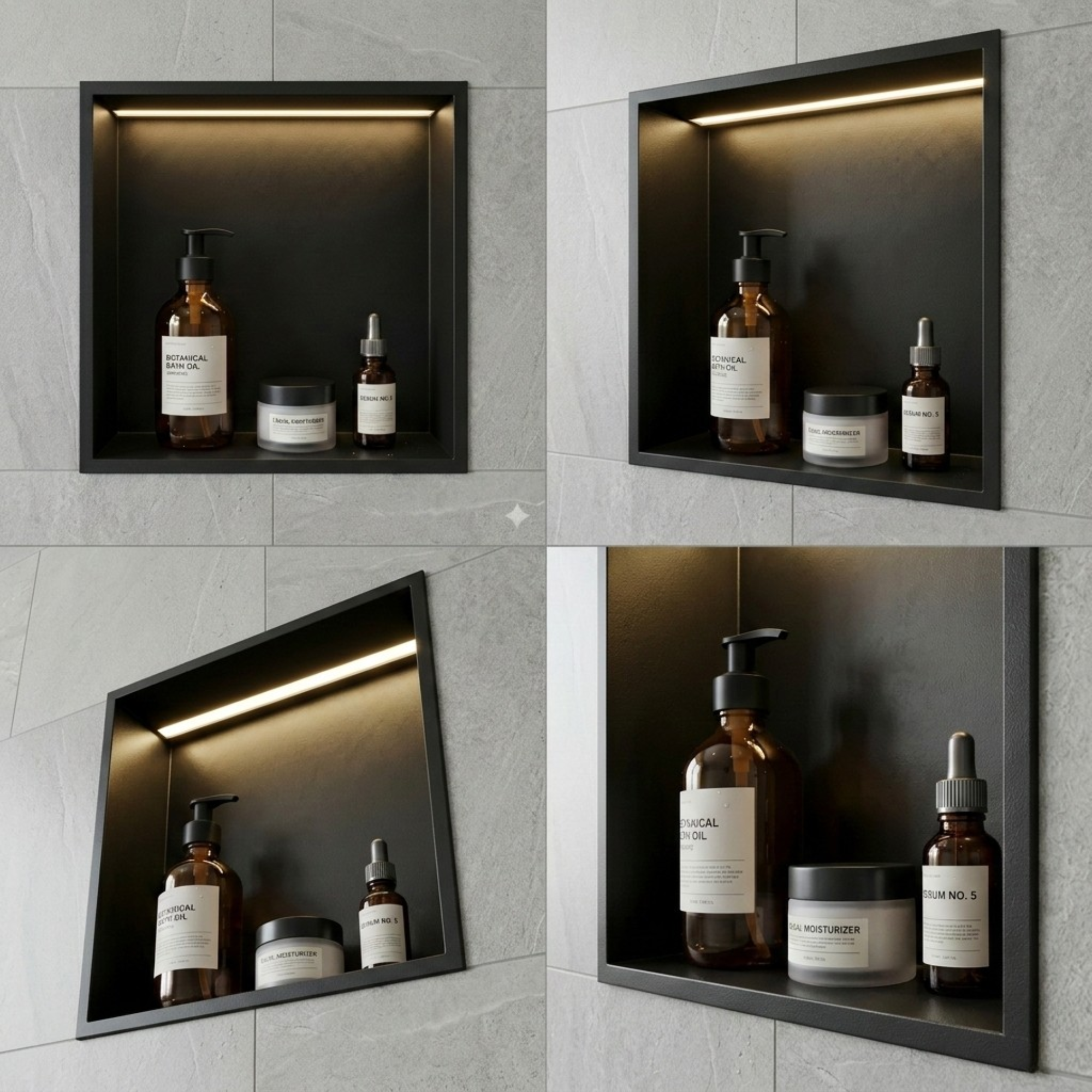 ARKO Shower Niche with LED Light Wall Insert, Bathroom Shower Storage Shelf, BLACK