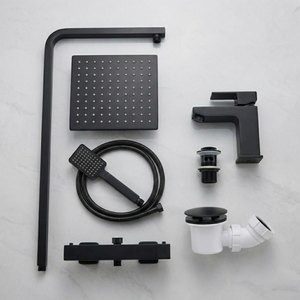 Arko Bathroom Verda Mixer Shower & Basin Mixer Tap Sets with Bath Shower Waste – Black