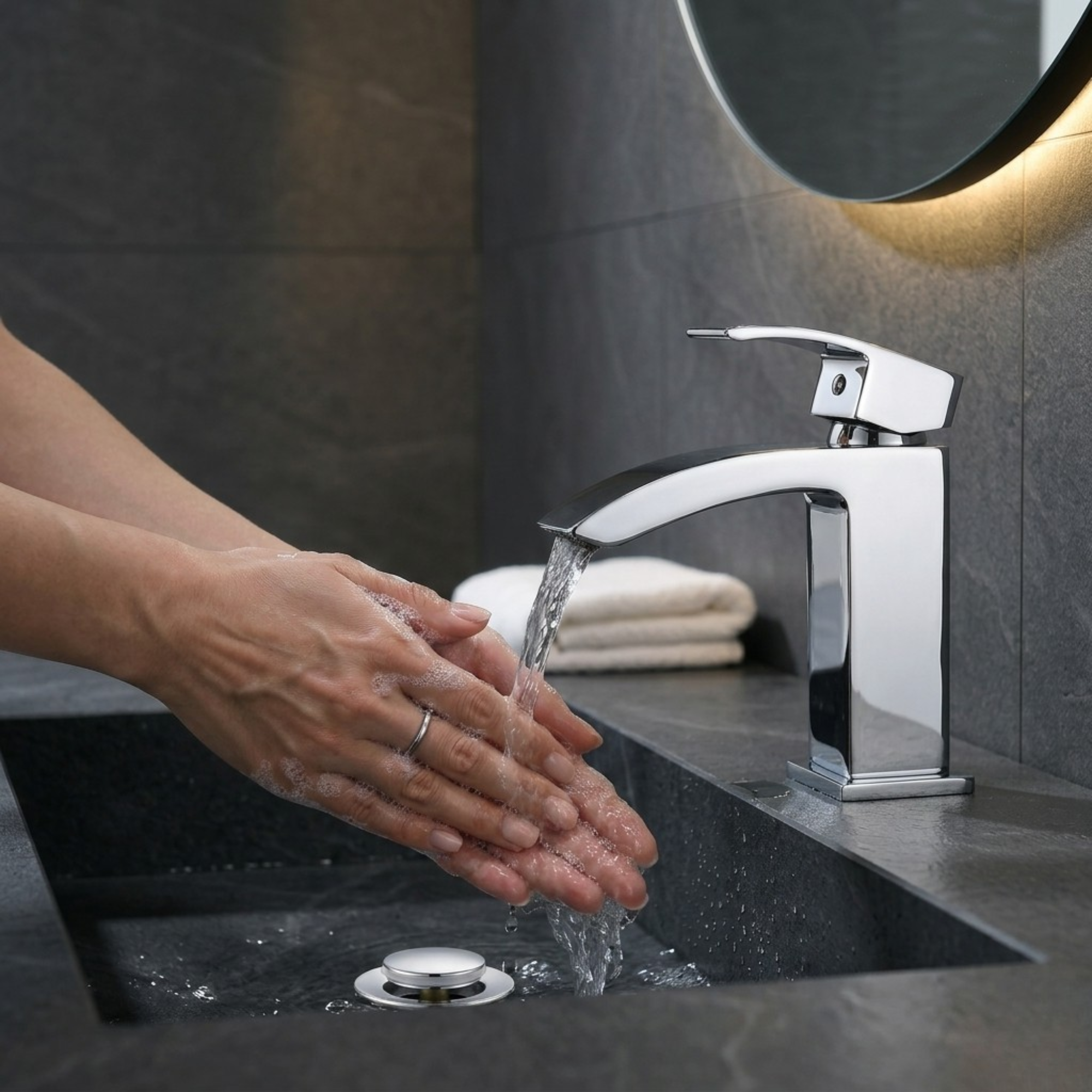 Vista Chrome Square Basin Mixer Tap