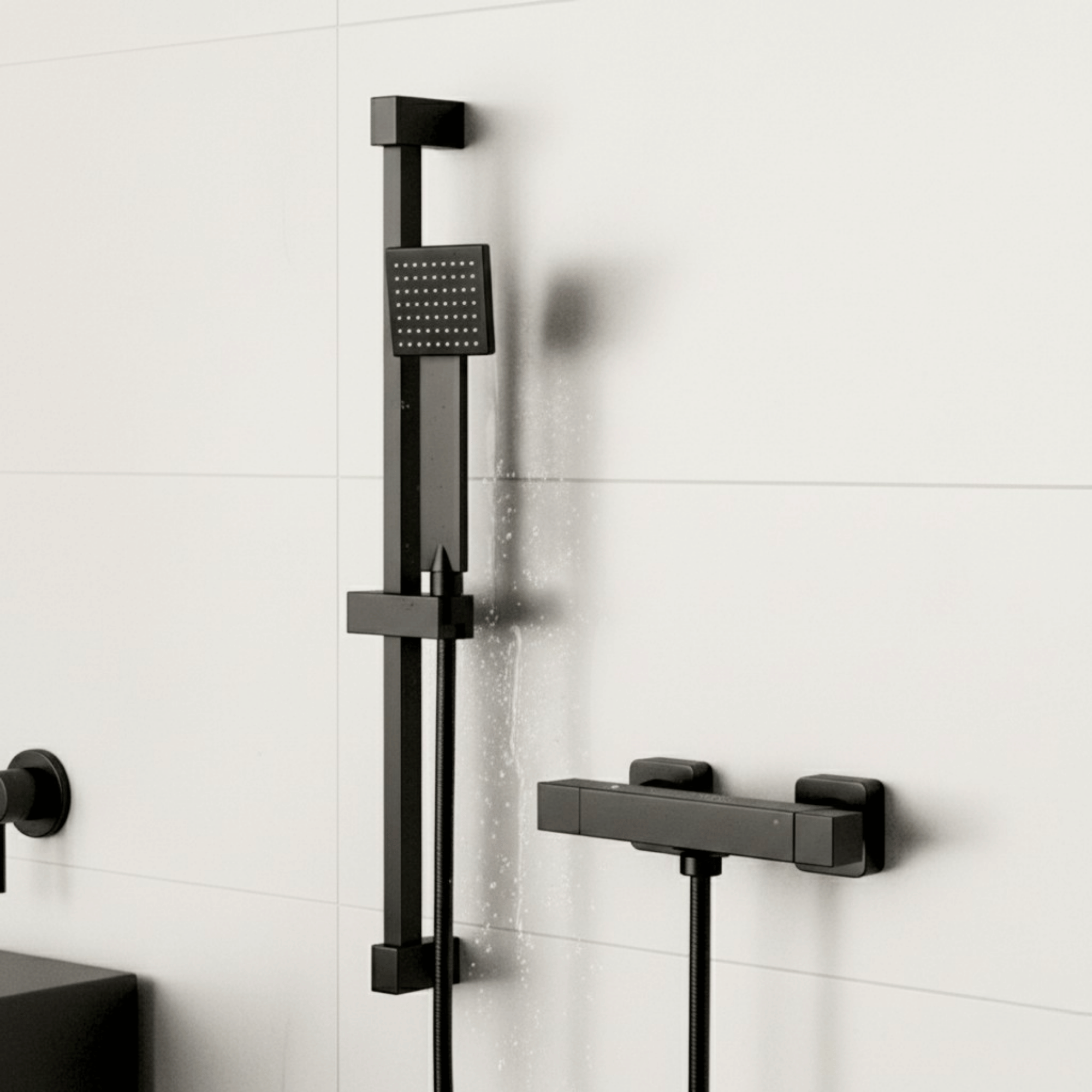 ARKO Waterfall Bath Filler & Hand Shower Set – Black