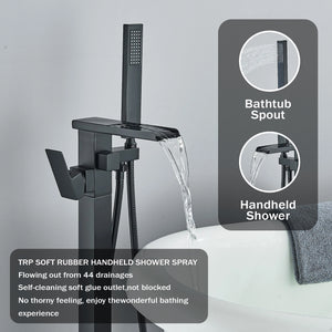 Floor Mounted Freestanding Bath Shower Mixer – Matte Black