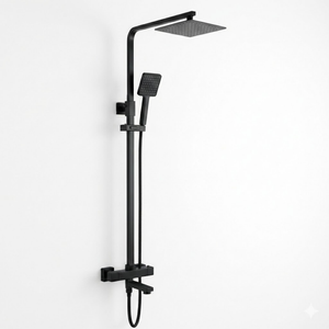 Arko Modern Square Thermostatic Shower  with Filler – Matte Black