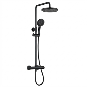 Arko Modern Round Thermostatic Shower - Matt Black