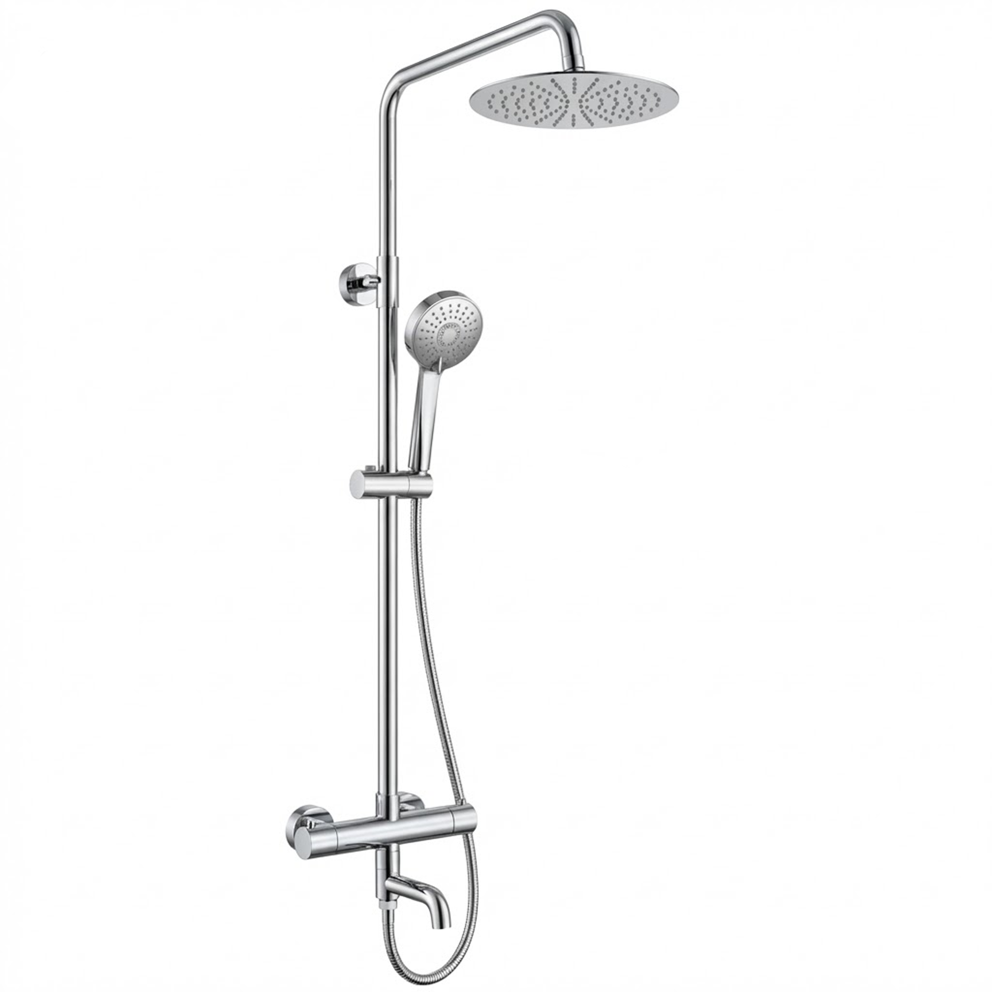 Arko Modern Round Thermostatic Shower with Filler – Chrome