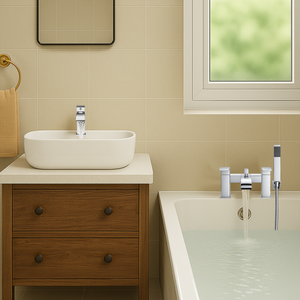 Arko Vista Basin Mixer Tap & Bath Shower Set with Bath Waste – Chrome