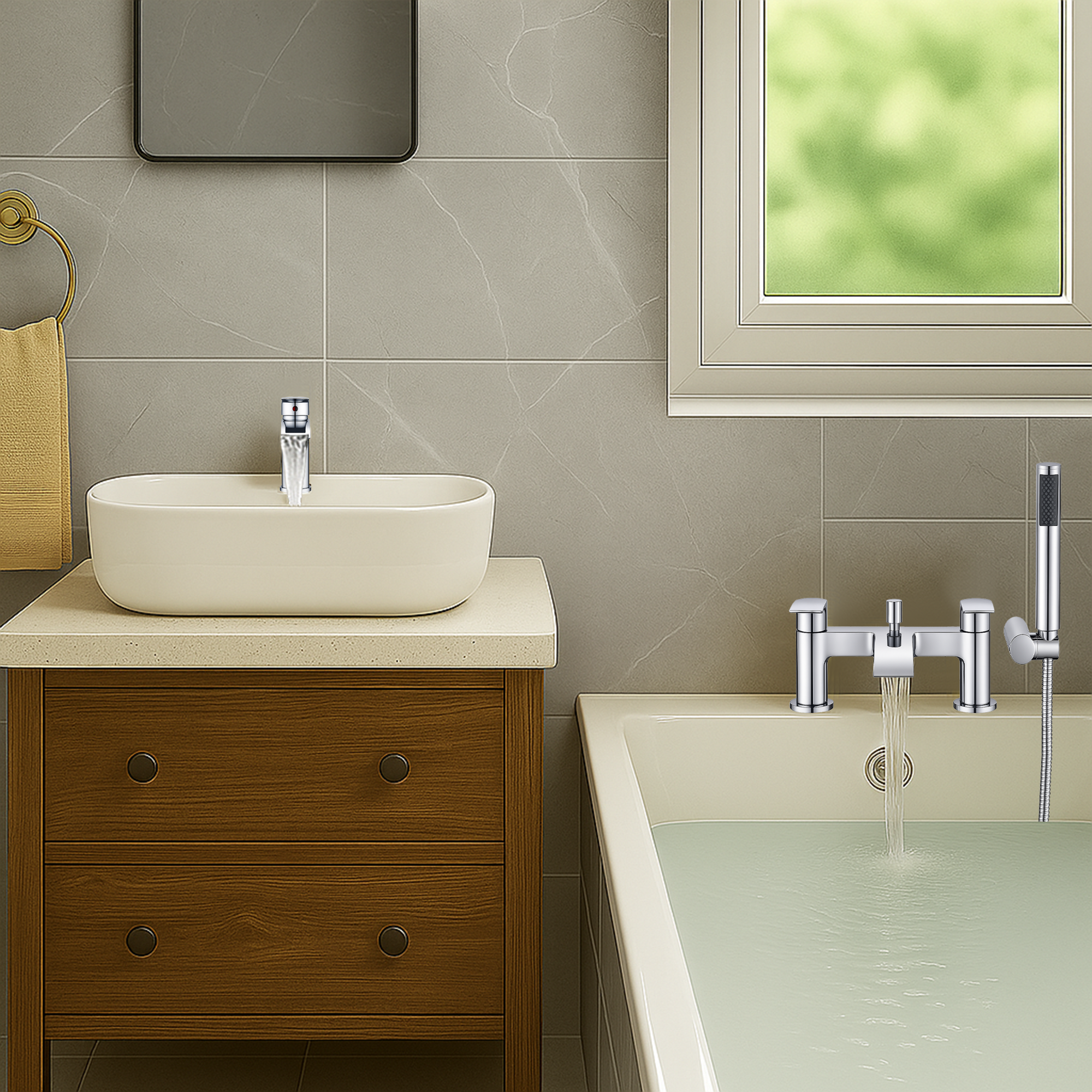 ARKO Capri Bath Shower & Basin Mixer Tap Set – Chrome