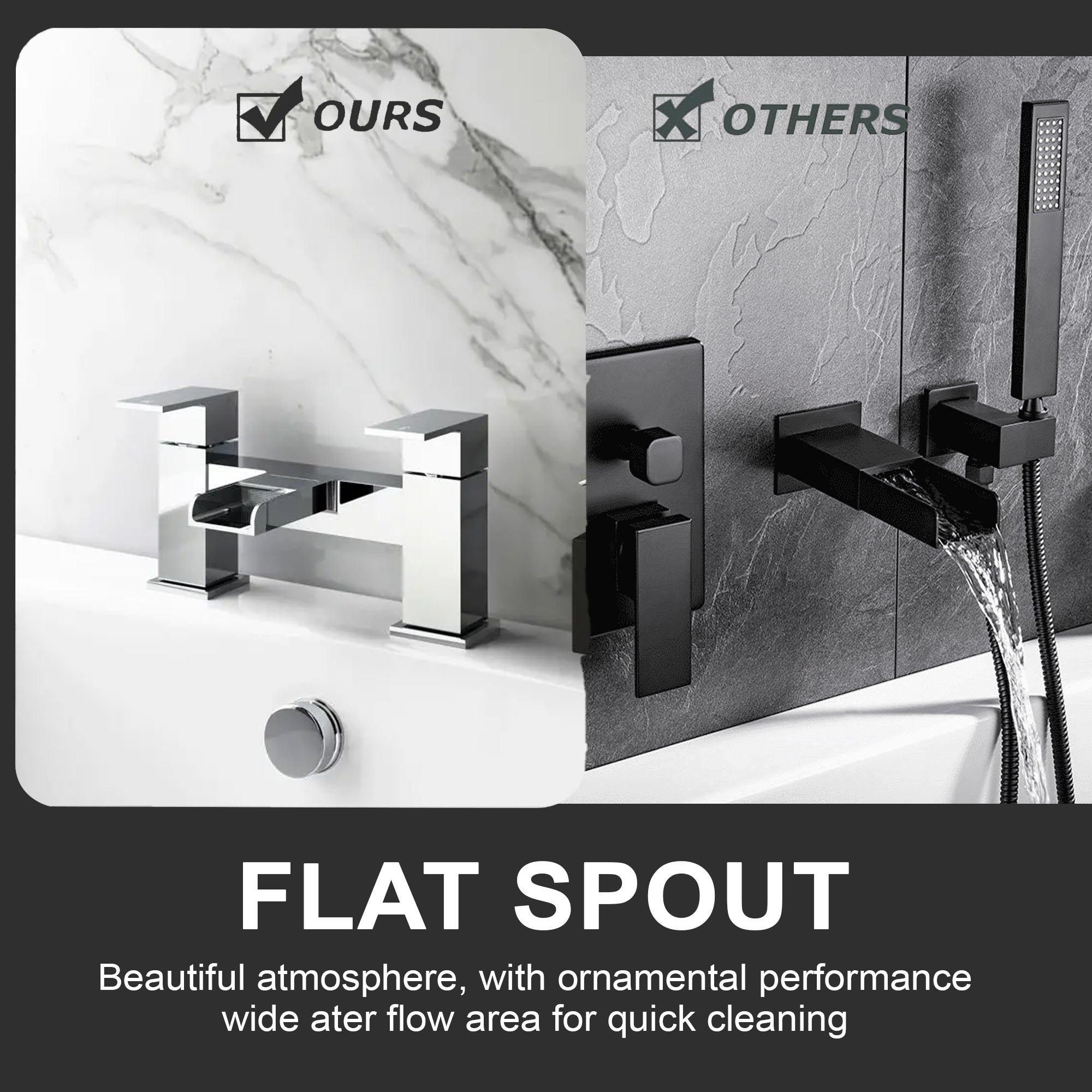 Waterfall Modern Bath Filler Taps – Chrome