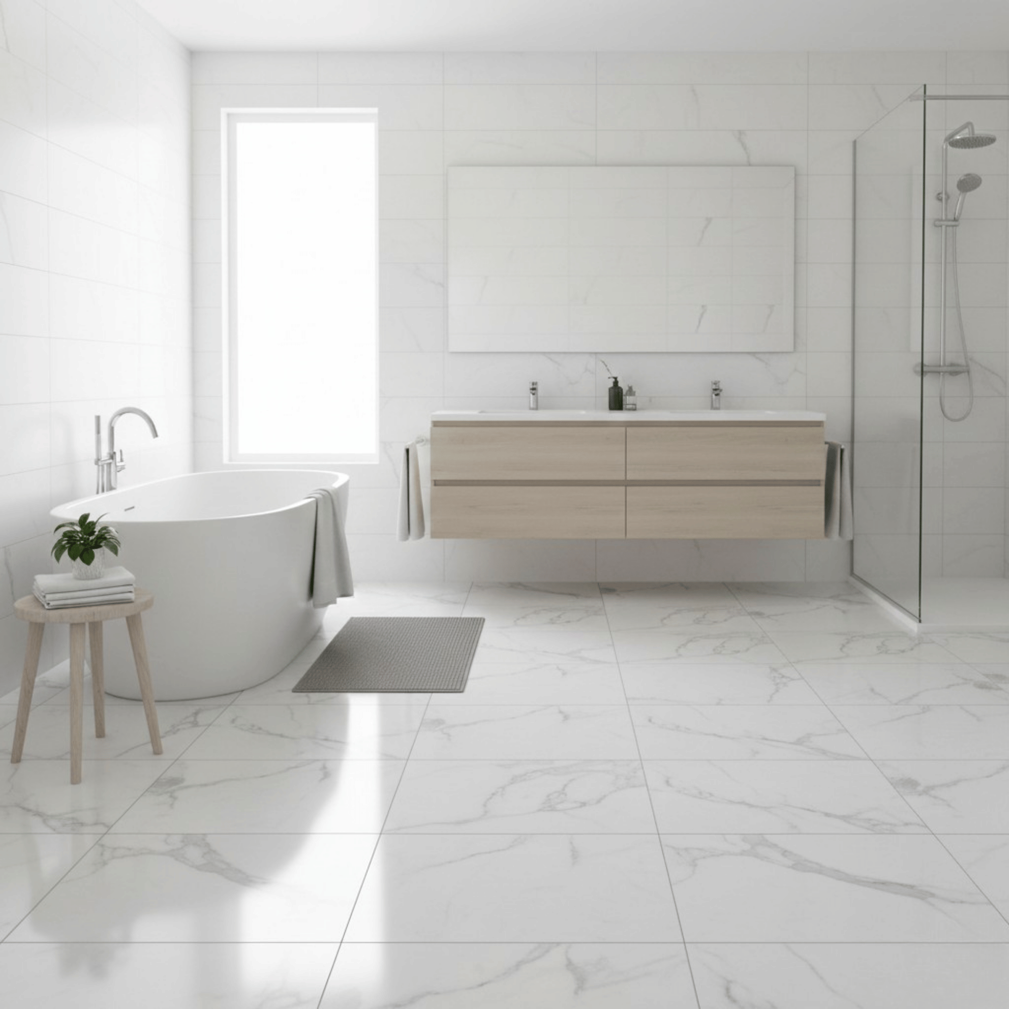 ARKO SPC Vinyl Click Flooring – Carrara Matt White Marble, 1.86m² Pack, 5.35mm Thick, 0.55mm Wear Layer