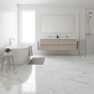 ARKO SPC Vinyl Click Flooring – Carrara Matt White Marble, 1.86m² Pack, 5.35mm Thick, 0.55mm Wear Layer