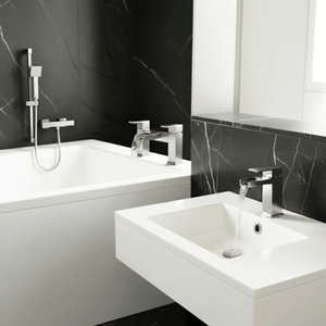 ARKO Waterfall Basin Mixer Tap, Bath Filler & Handheld Shower Set with Bath Waste – Chrome